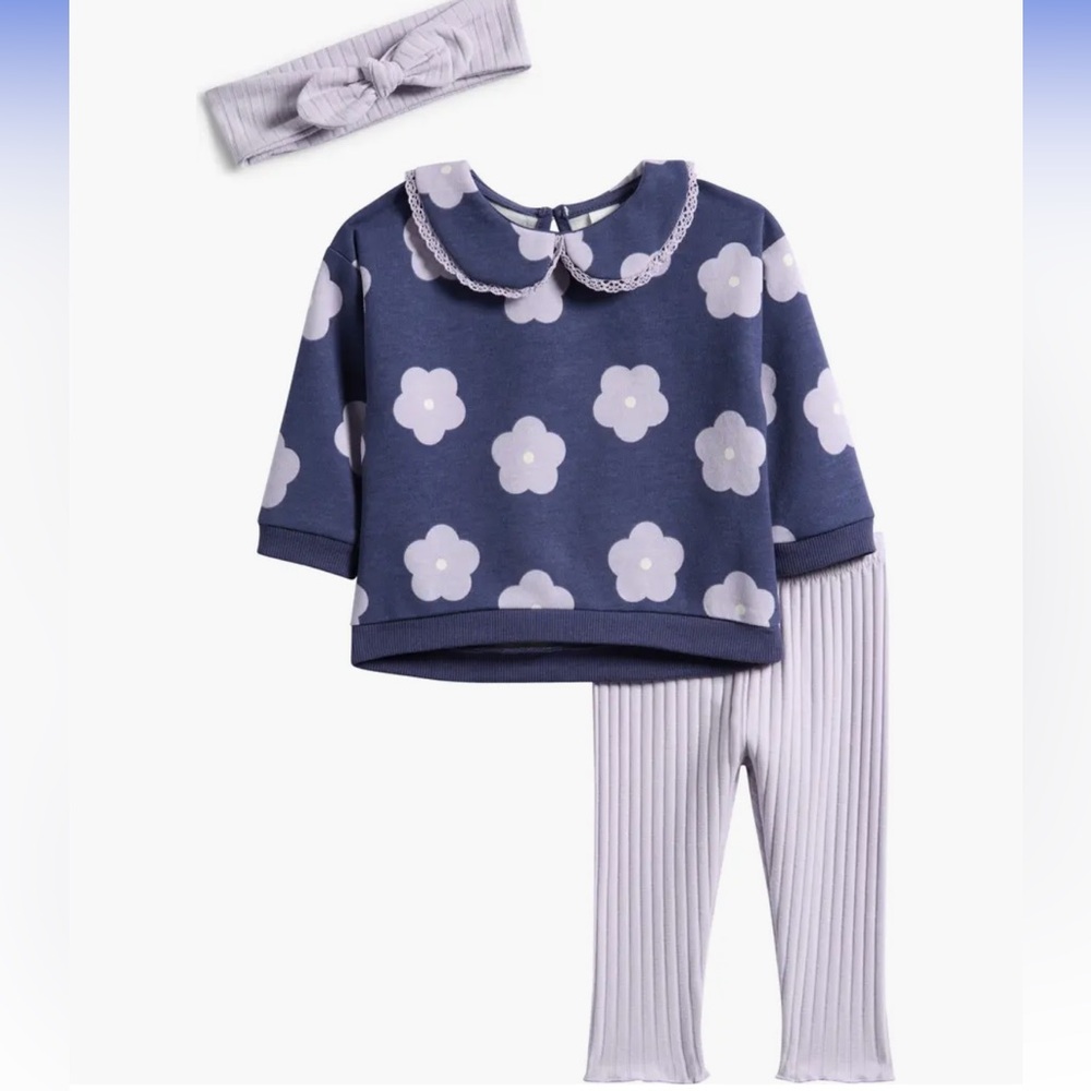 49. Floral Kids Set - Blue and White